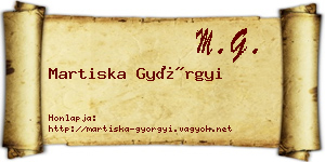Martiska Györgyi névjegykártya